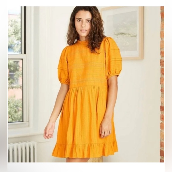 Universal Thread Mustard Yellow Eyelet Dress - Size 3X - Picture 2 of 13